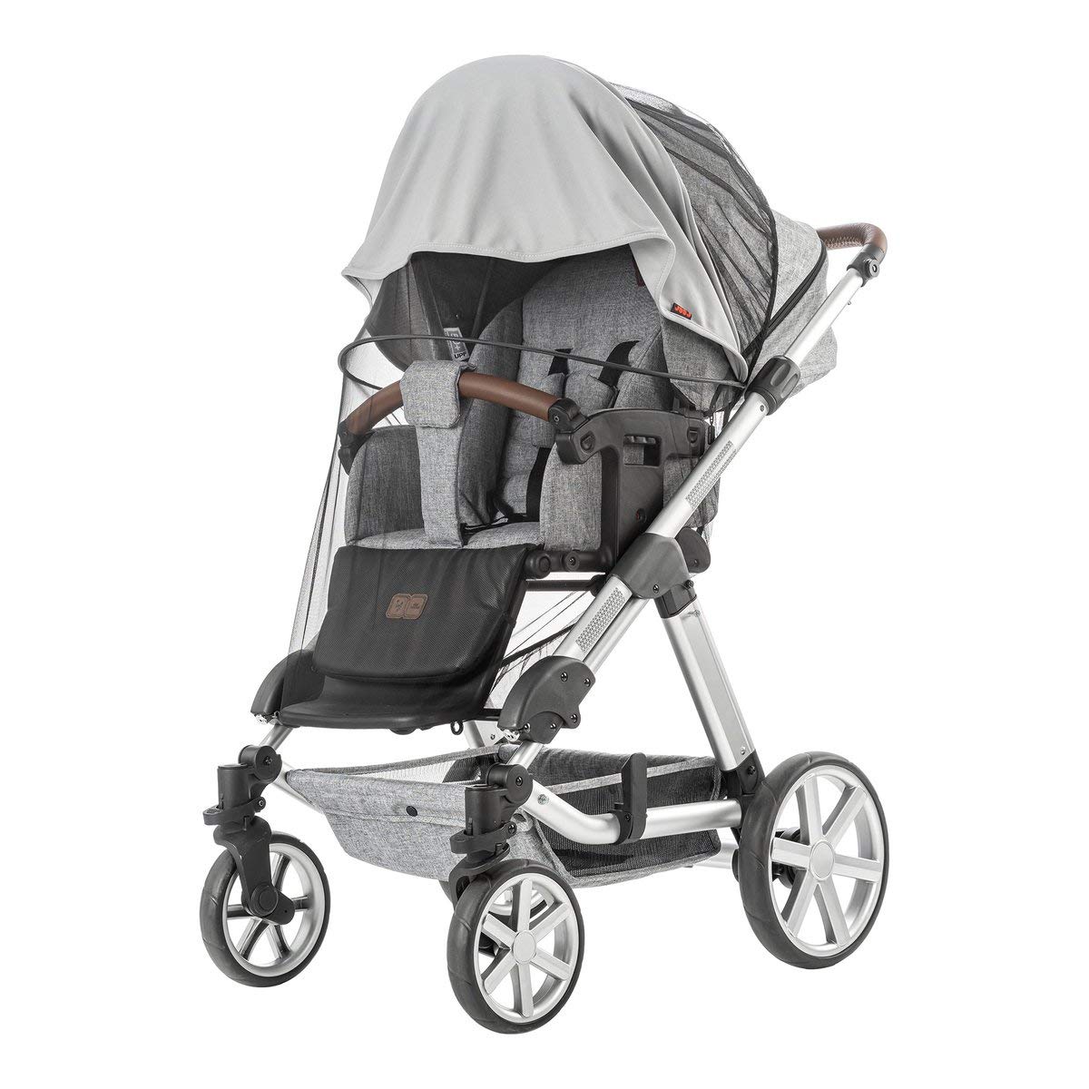 reer ShineSafe Bite 3in1: Sonnenschutz, Insektenschutz und Schlummertuch, universelles Zubehör für Kinderwagen und Buggys, grau, 84131