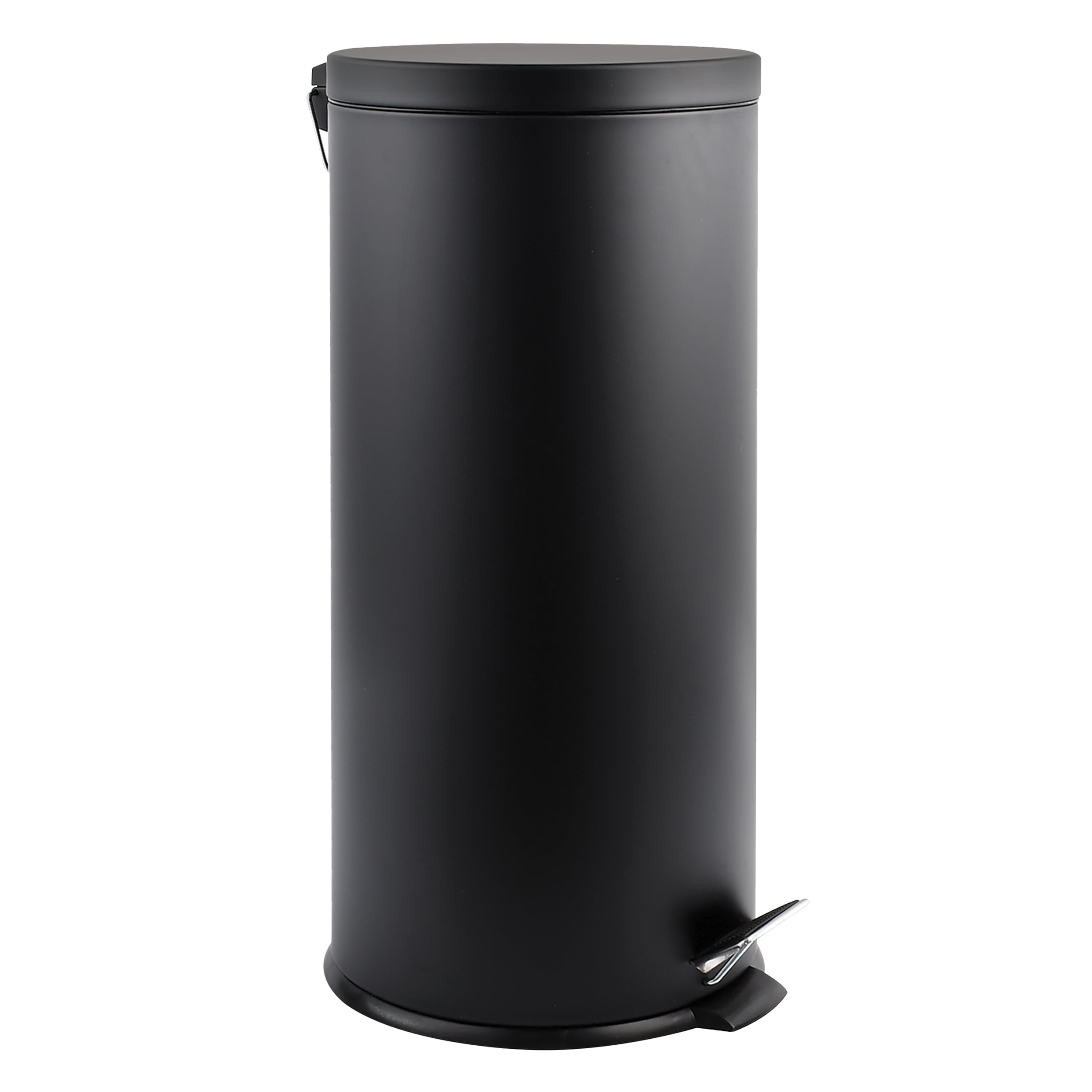 MSV - Papelera de baño - Acero inoxidable con cubo extraíble - Mecanismo de pedal - Compacta y práctica - Negra - 30L - Resistente a la humedad