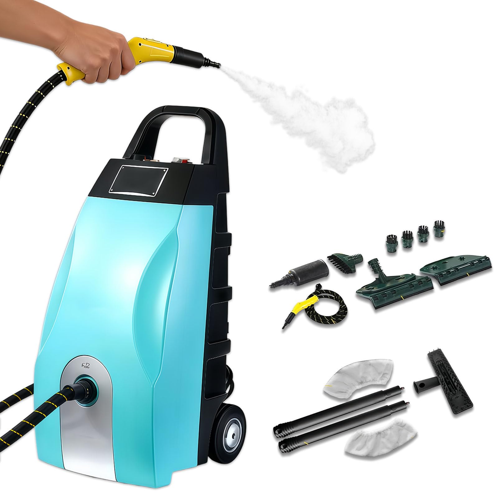 Glowdora 3000w Heavy-Duty Steam Cleaner With 9 Accessories - 40-Second Heat Up, 3.5l High-Pressure Washer For Grills, Floors, Autos & Home Surfaces - Continuous Steam Output For Deep Cleaning Blue