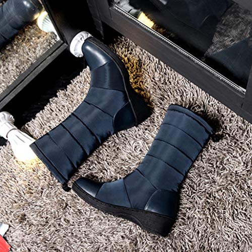 MIOKE Women's Winter Mid Calf Snow Boots Waterproof Rain Fur Lined Elastic Platform Cold Weather Snow Boot4