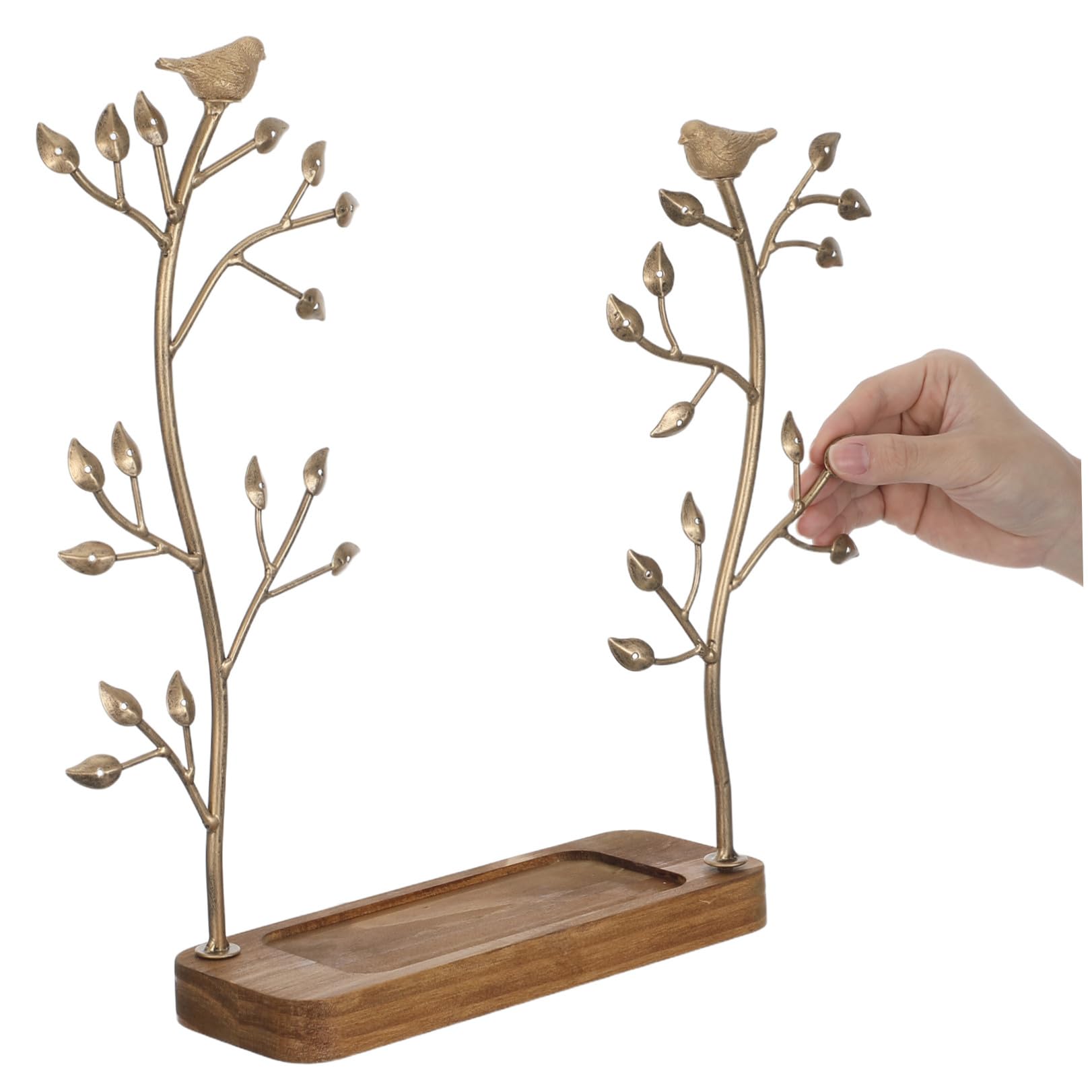 Toyvian Présentoir Bijoux Fer et Bois Design Arbre à Oiseaux Organisateur de Colliers et Boucles Oreilles pour Intérieur