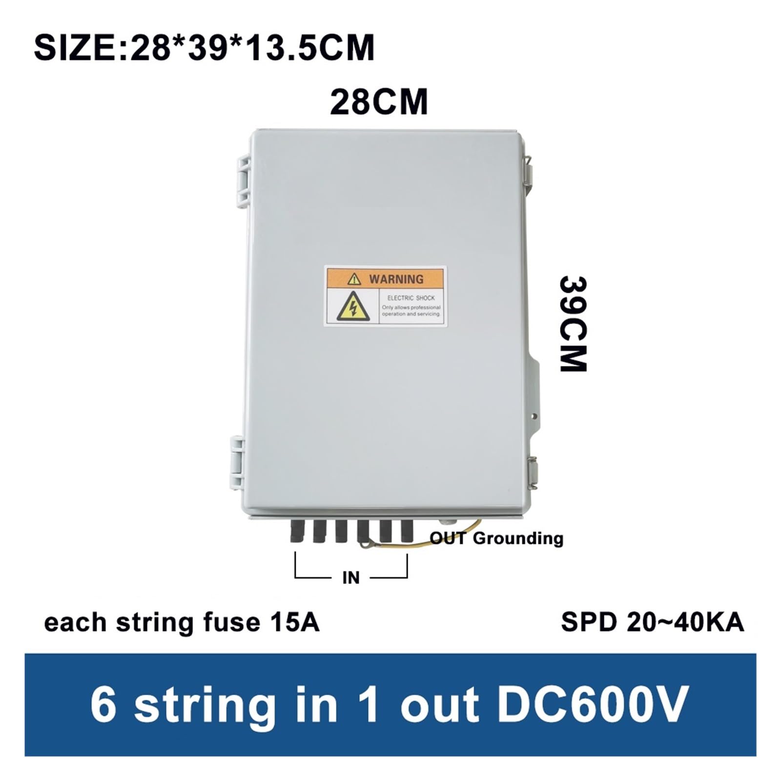 RWRAPS Scatola combinatrice CC fotovoltaica Impermeabile IP65 con Protezione Contro i fulmini solari in ABS 6-in-1-out da 600 V