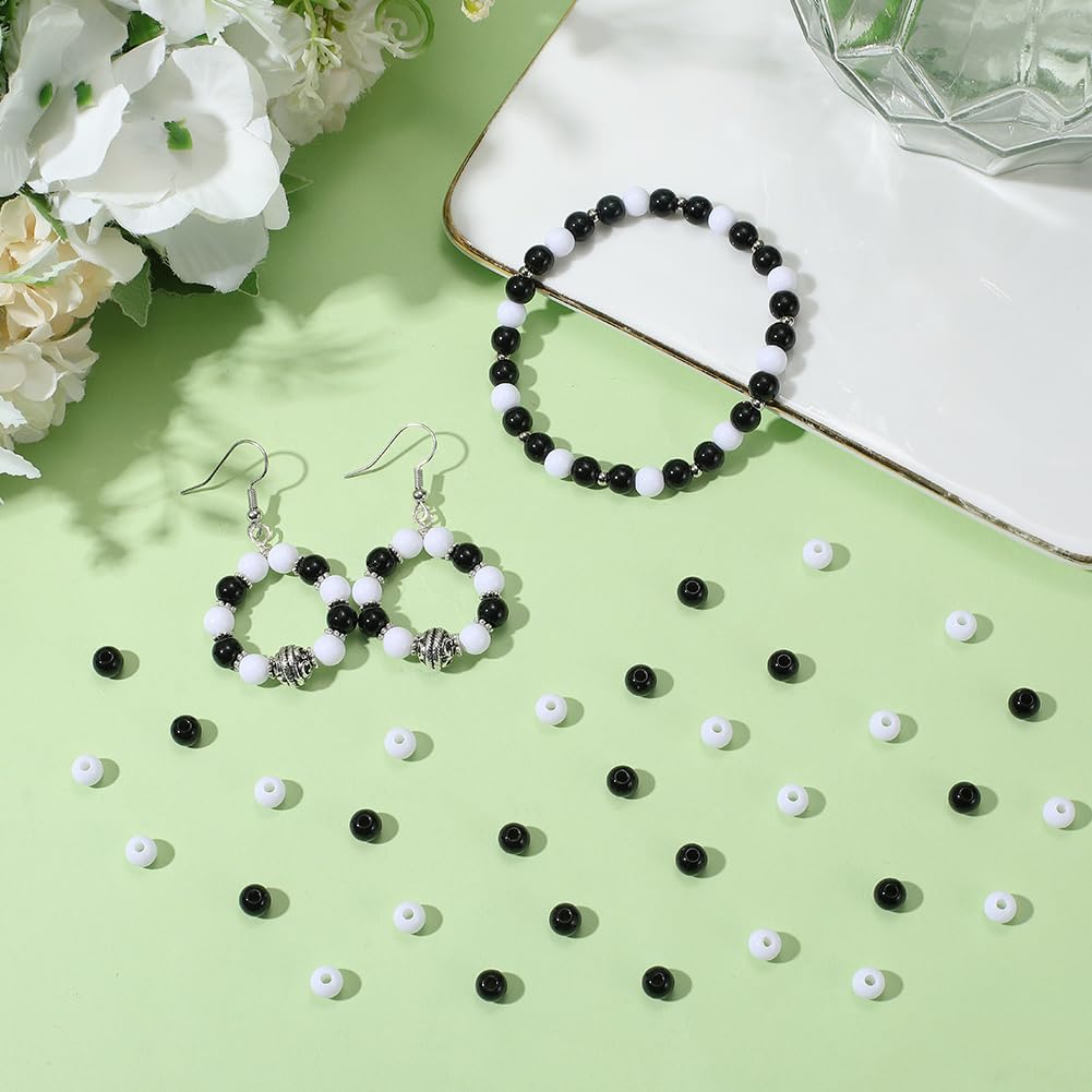 SOFPLATE 1000Pcs 2 Colors 6mm White Acrylic Spacer Beads Opaque Acrylic Beads Black Small Round Ball Craft Pearl Loose Spacers Findings for Jewellery Making Bracelets Necklaces Earrings DIY Crafting - Image 3