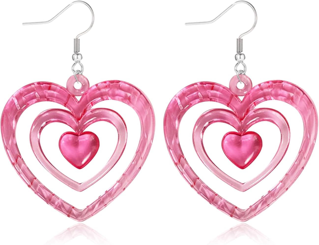 Amazon | ピンクハートピアス レディース ホットピンクイヤリング