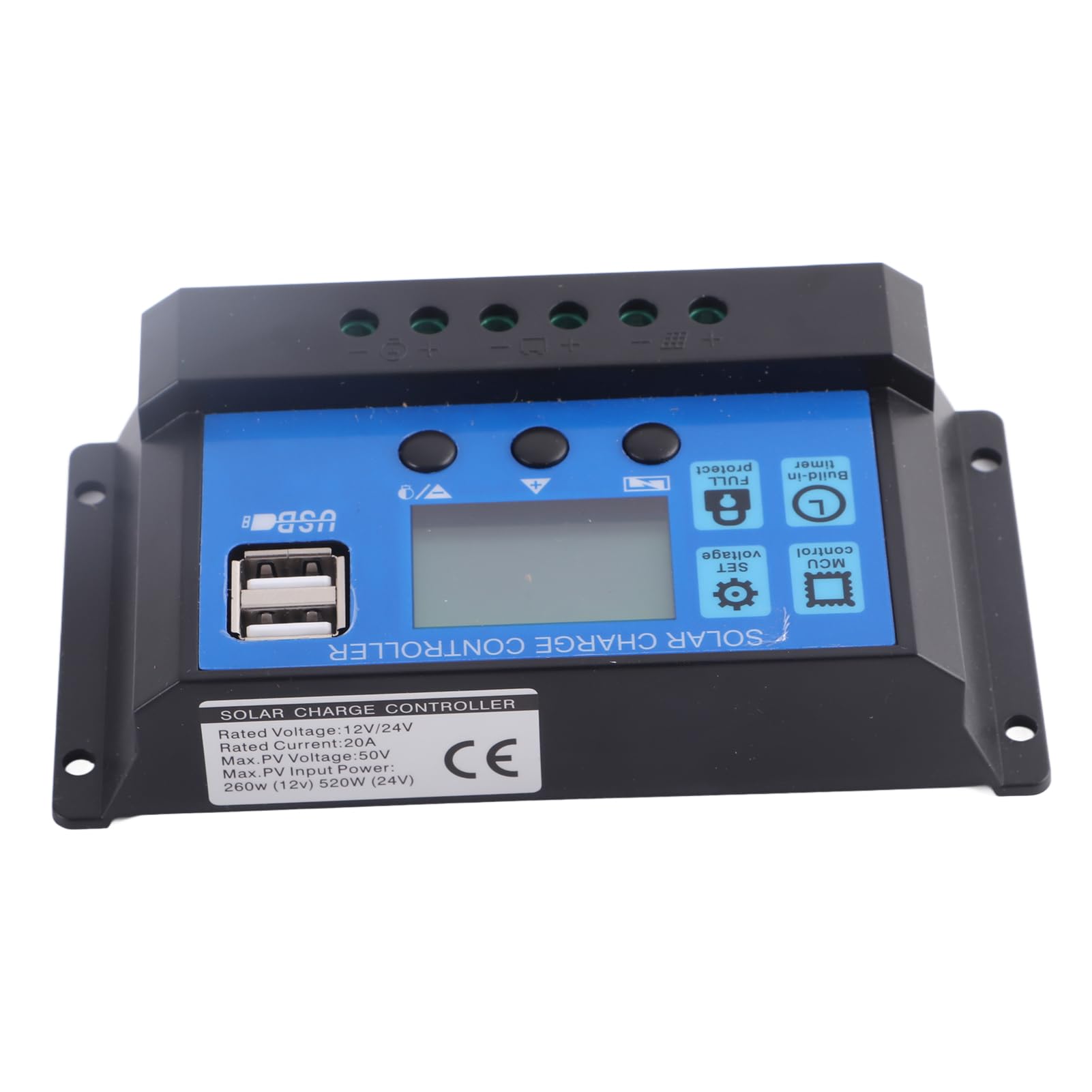 A2420 Kontroler ładowania Słonecznego 12 V/24 V 20 A do Akumulatorów Kwasowo-ołowiowych — Wydajny Regulator Energii Słonecznej do Pojazdów Kempingowych, Systemów Domowych i
