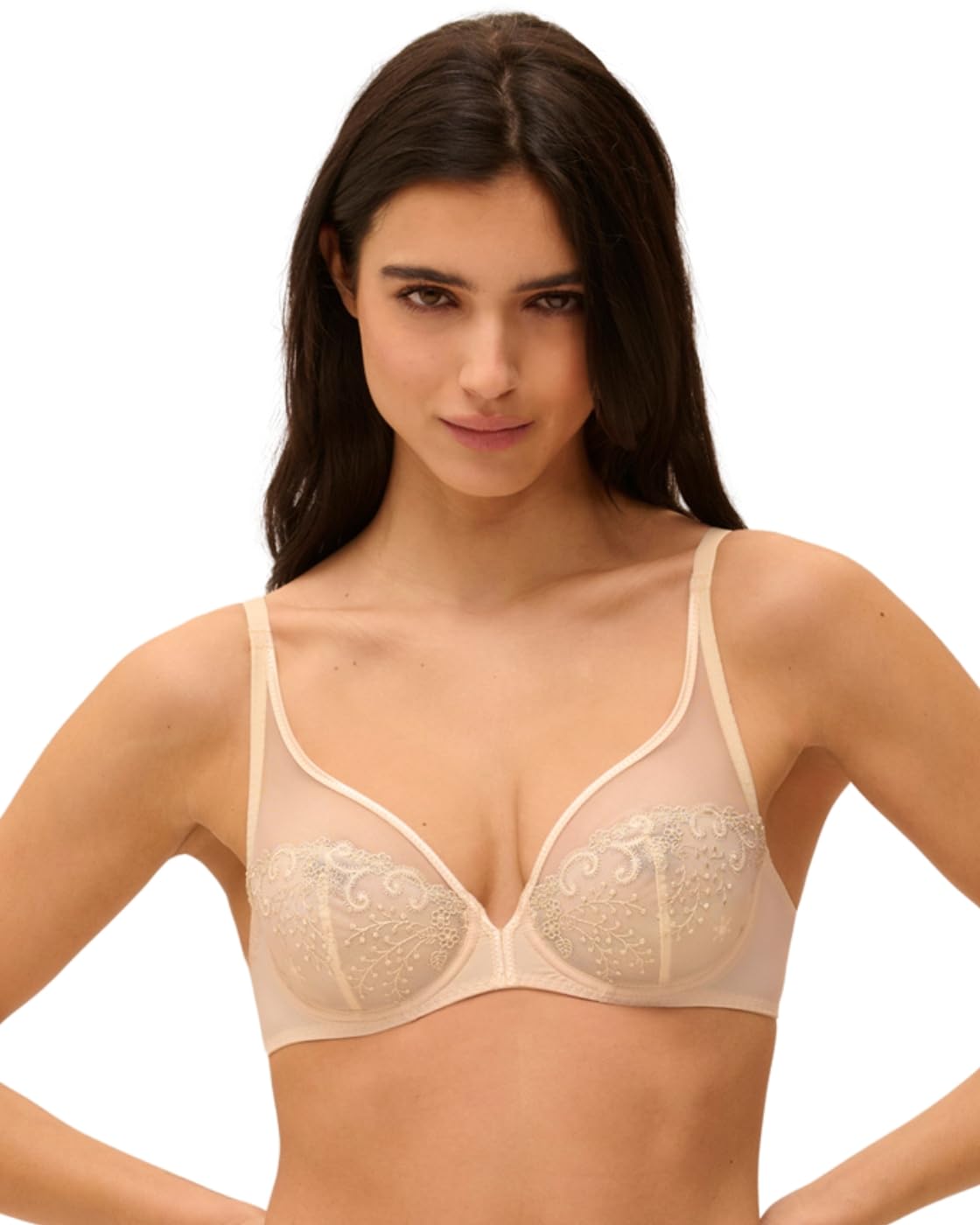Simone Perele Women's Delice Sheer Plunge, Topaz Beige, 34C