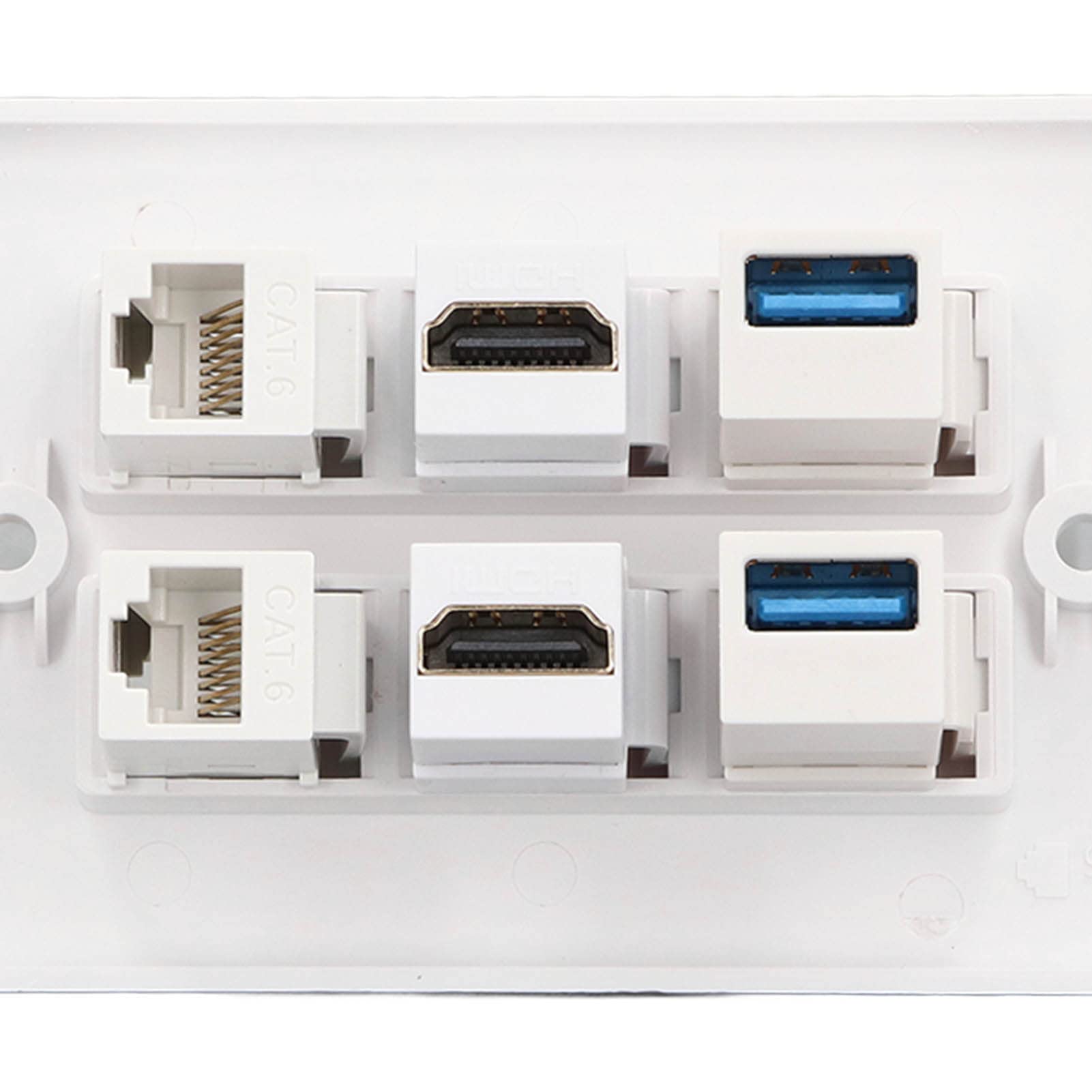 Piastra da Parete Ethernet Cat6 RJ45 6 Porte 2xHDMI 2xCat6 2xUSB 3.0
