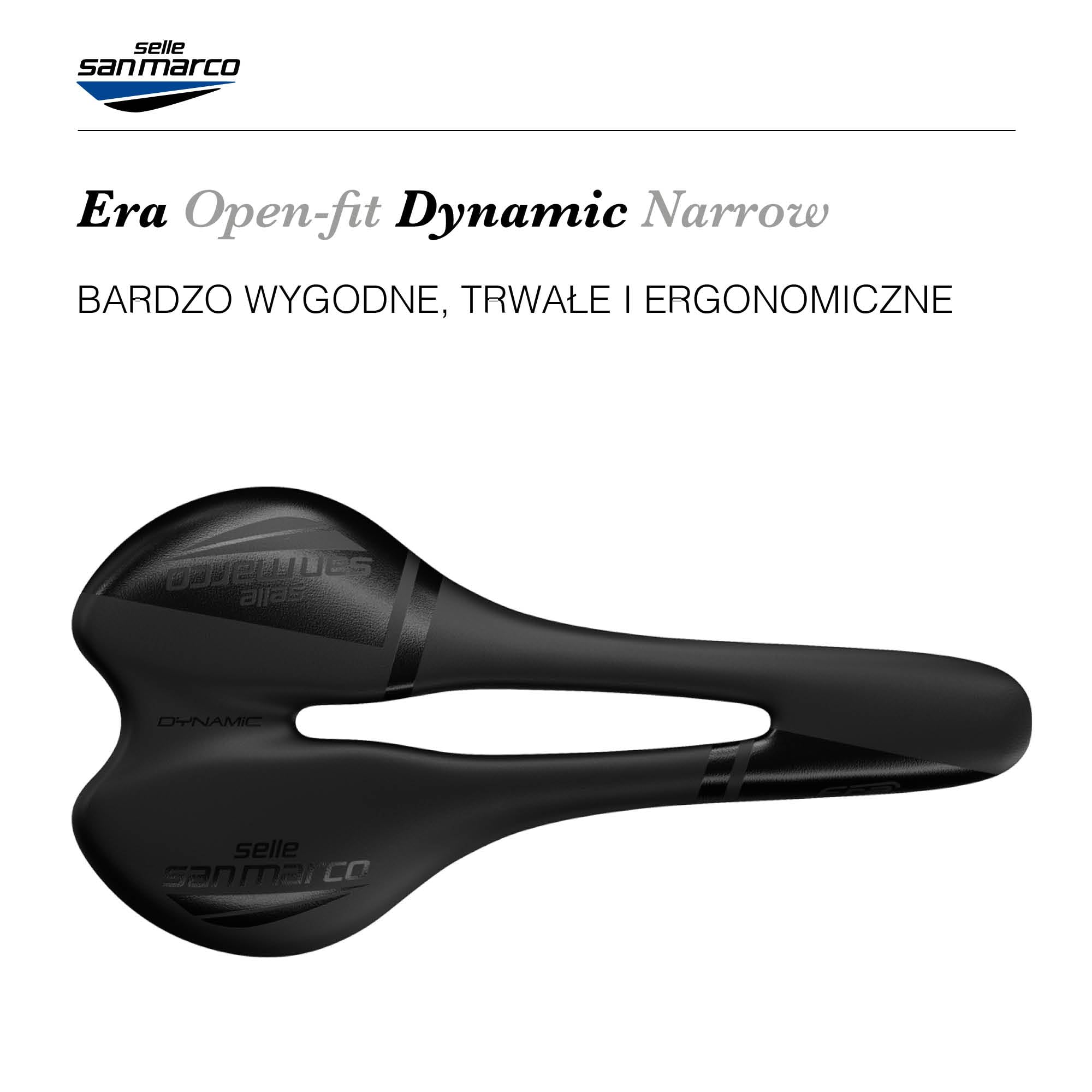 Selle San Marco ERA Dynamic – Wygodne i Ergonomiczne Siodełko Szosowe, Płaski Kształt, Rama Stalowa – Rozmiar S3, Czarny