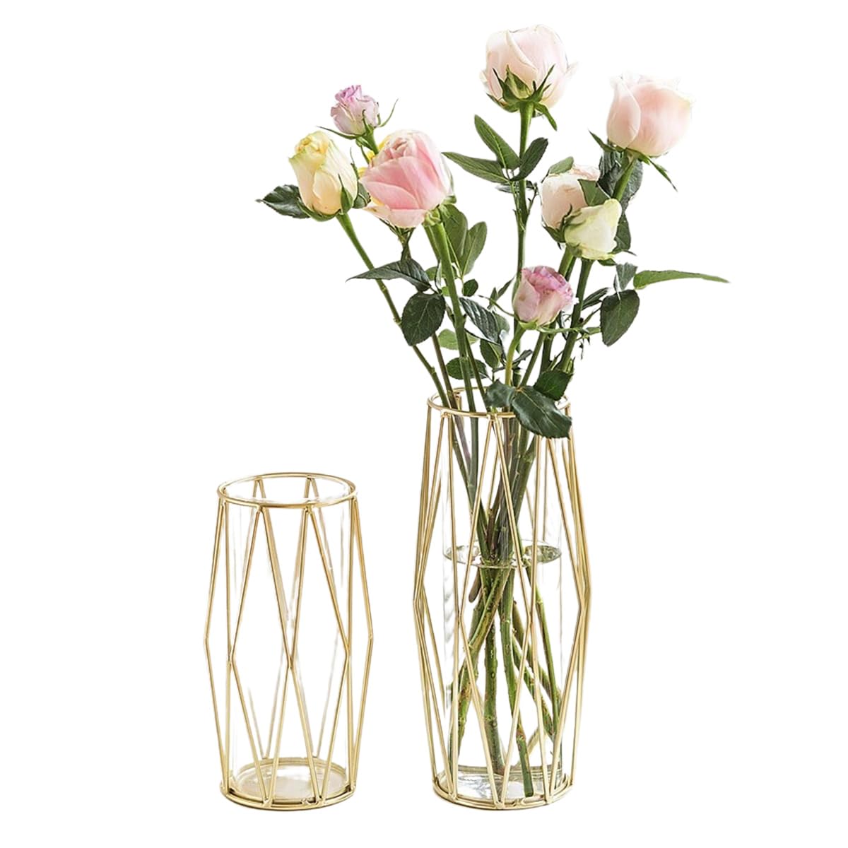 Amazon.co.jp: iikuru 花瓶 2個 セット おしゃれ ゴールド フラワー