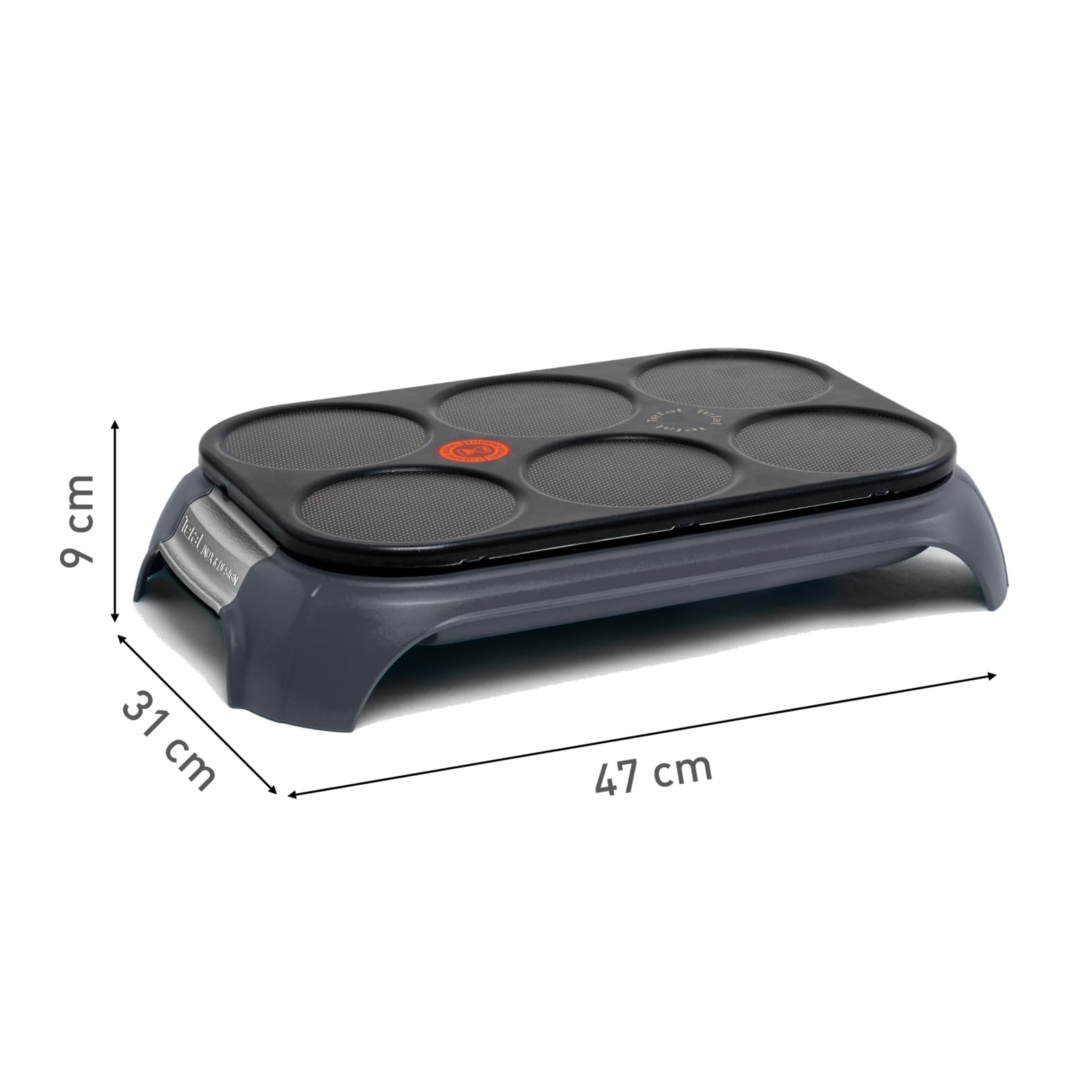 Tefal Crep'Party Crêpes- und Pancake-Maker, für 6 Personen, antihaftbeschichtete Platten, platzsparende Aufbewahrung, Thermo-Signal Temperaturindikator, Collector Design, Grau, PY558BF0