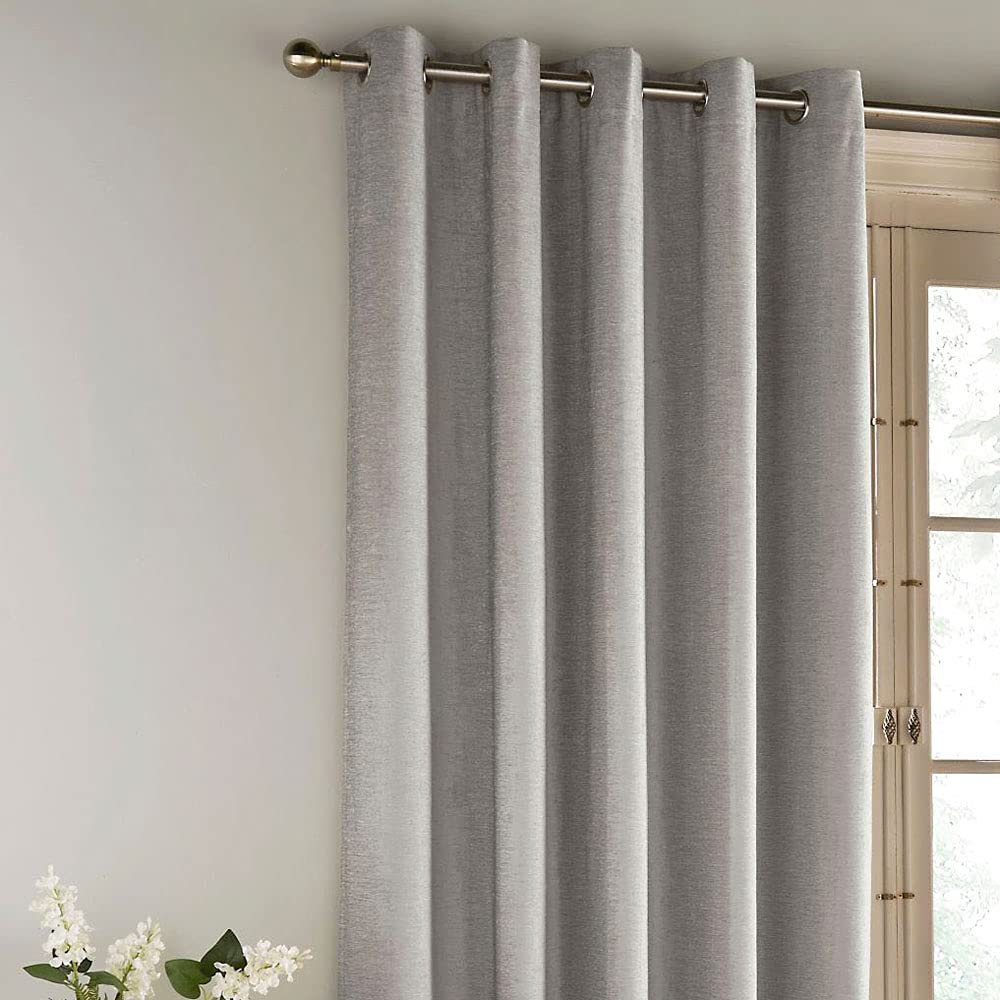 Enhanced Living Savoy Luxury Chenille/Velvet - 100% Blackout, Eyelet Door Panel (Grey)