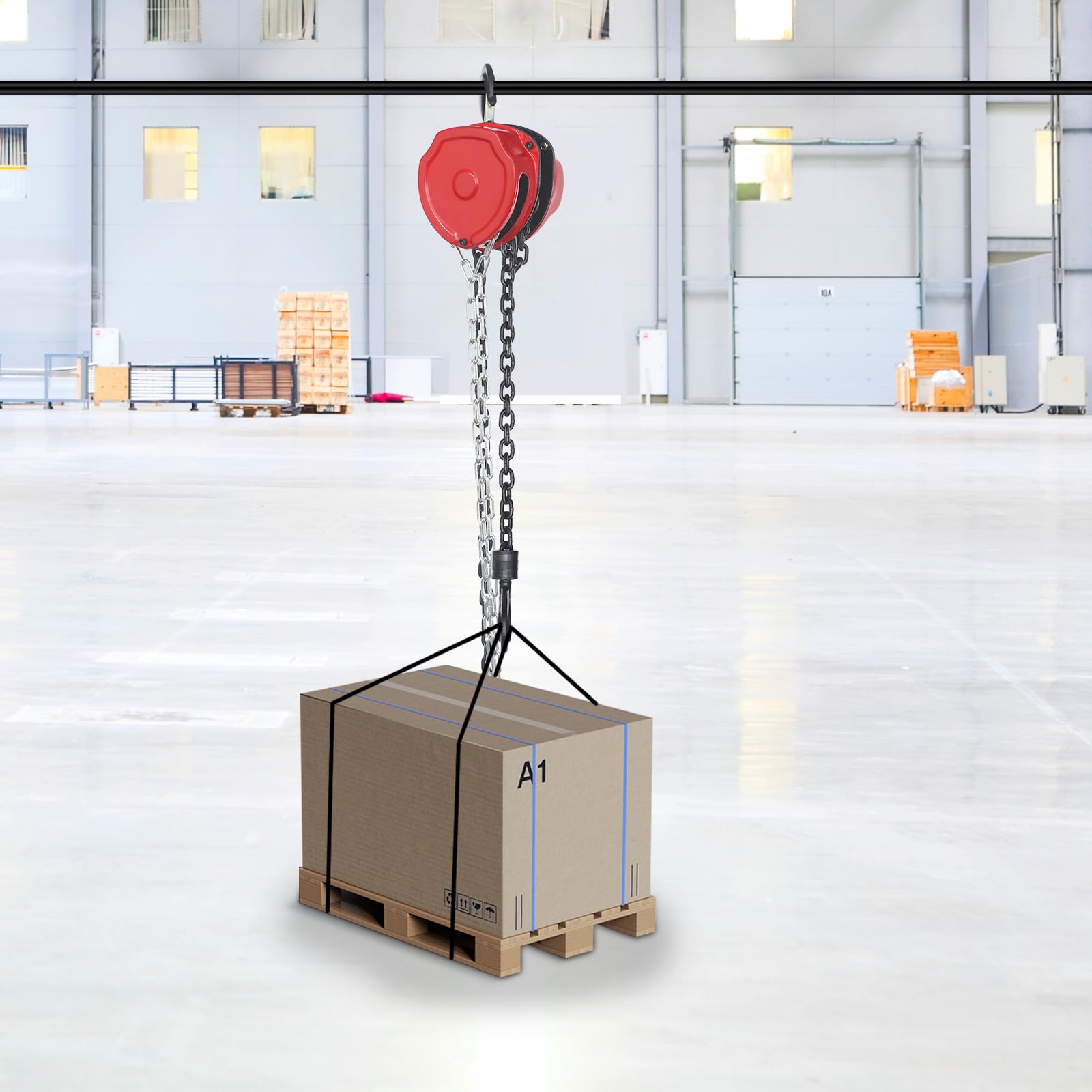 Paranco a catena manuale, capacità 1000 kg, altezza di sollevamento 6 m, per trasporto, fabbriche, garage