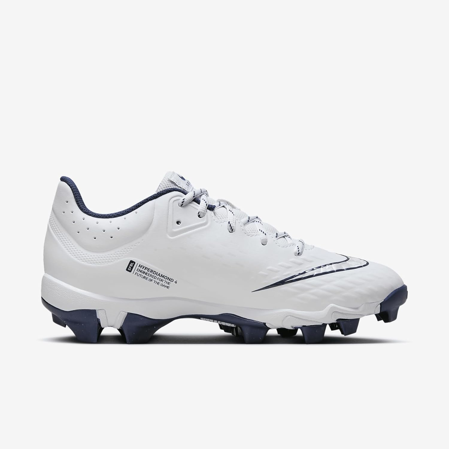 Nike Hyperdiamond 4 Keystone Women's Softball Cleats (FZ0920-103, White/Pure Platinum/Midnight Navy) Size 12