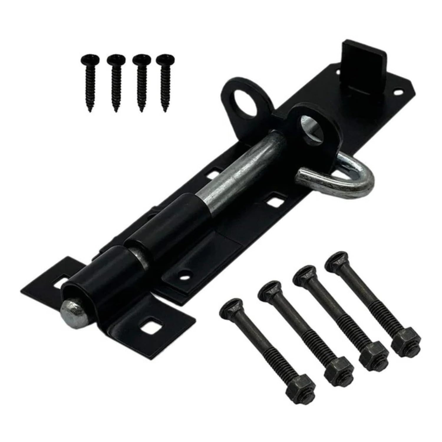 Garden Mile 6 Black Brenton Bolt 1Pc Black Bolt Lock For Shed Gates Doors 6" / 150Mm Sliding Brenton Bolts Gate Bolts For Wooden Gates Heavy Duty Locking Black Door Bolt Weatherproof Bolts For Doors And Sheds