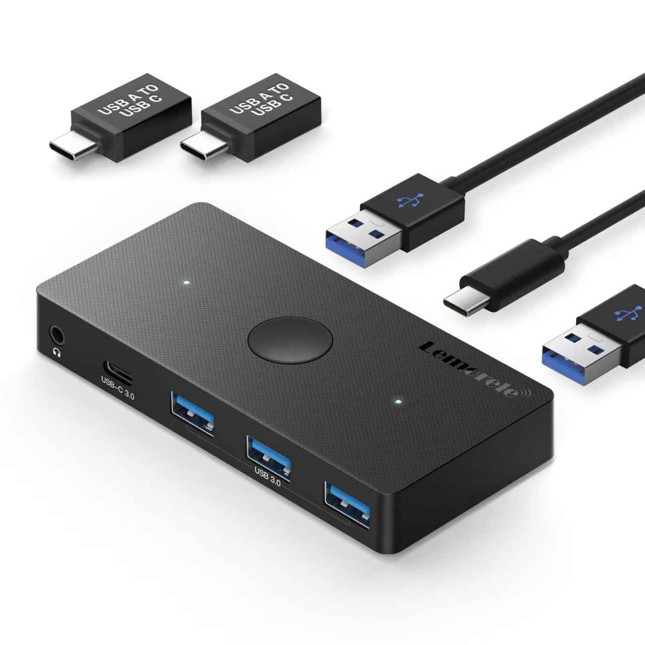 分配器・切替器 Lemorele USB Sharing Switcher 2 in 3 out USB 3.0 Switch, USB Switcher 2 Computers Share 3*USB A 3.0 and 1*