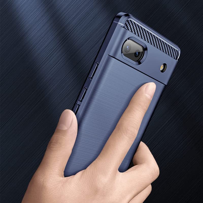 Image of NPRC Hybrid Ultra Slim Protective Case TPU Non-Slip Carbon Fiber Texture Shockproof Case Cover for Google Pixel 6A - Blue
