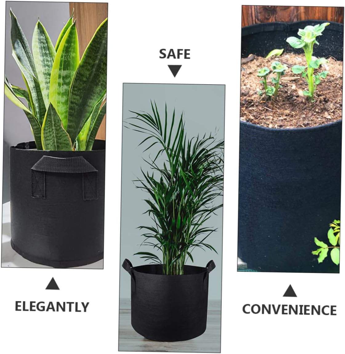 Mipcase 9pcs Planting Bags Non-Woven Grow Pouch for Use for Vegetables Flowers and Black