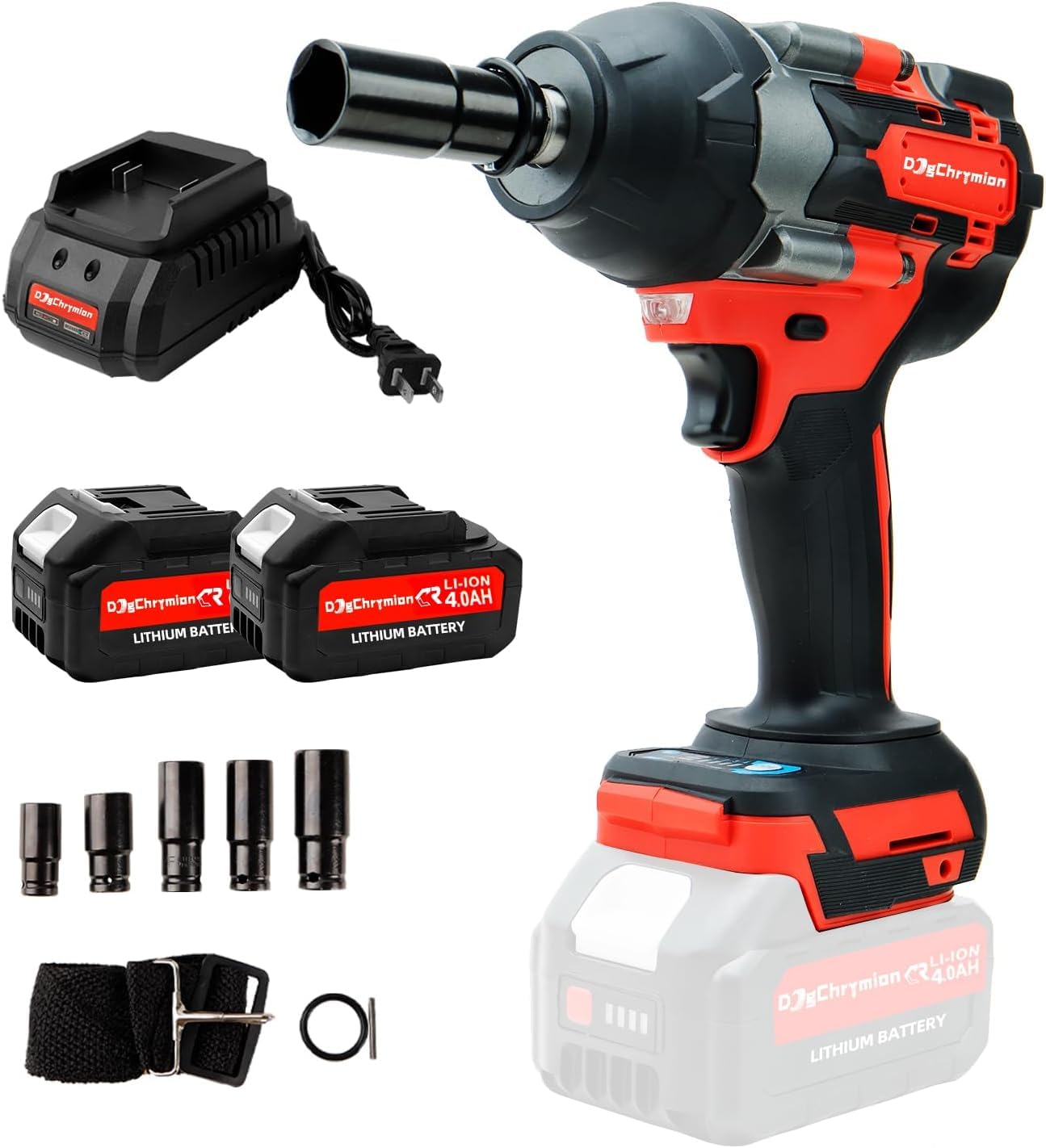 20V Cordless Impact Wrench 1/2'', Compatible with Makita 18V Battery, Maximum Torque 820 NM, Brushless Motor, Max 3200RPM, 2 * 4.0 Ah Battery and