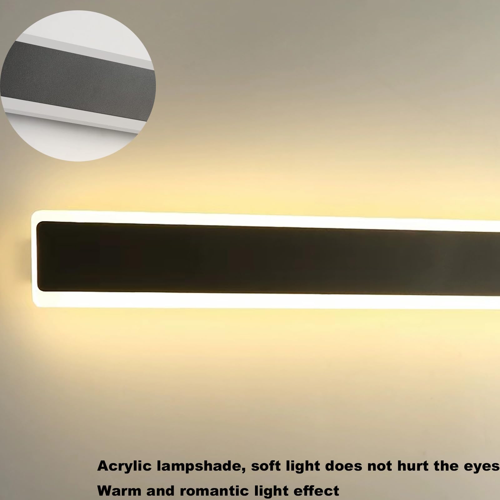 Dimmbare LED Wandlampe mit Fernbedienung Wandleuchte Modern Dimmbar Smart Wandlampe für Treppenhaus Wohnzimmer Schlafzimmer Treppen usw Warmweiß Kaltweiß Neutralweiß (2700K-6500K) (Schwarz,200CM)