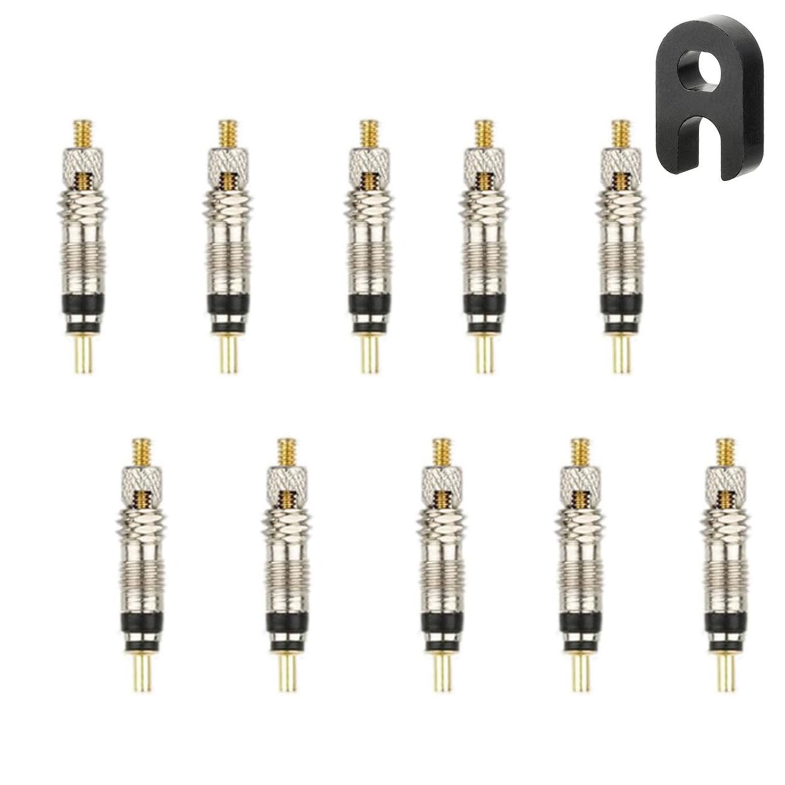 Phyxiul 仏式バルブコア 10個 フレンチ 虫ゴム エアバルブ 交換 自転車 ロードバイクタイヤ 交換用 携帯便利な工具付き