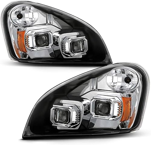 ACANII - Para modelo halógeno 2008-2017 Freightliner Cascadia carcasa cromada doble proyector faros montaje