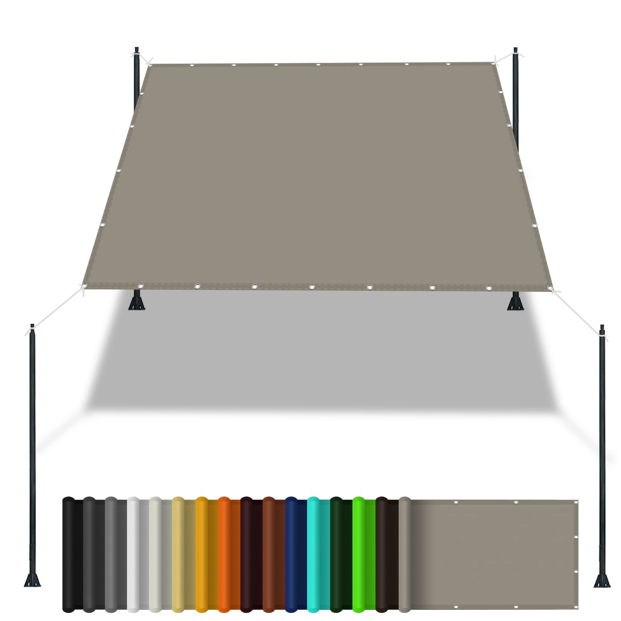 Voile d'ombrage imperméable anti-UV 98% pour ombrager une longue terrasse