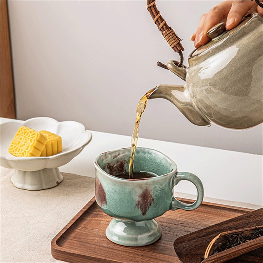 Tazze da caffè, Tazza da caffè con piede alto smaltata ghiaccio incrinato Gradiente in ceramica 8,12 once for negozi