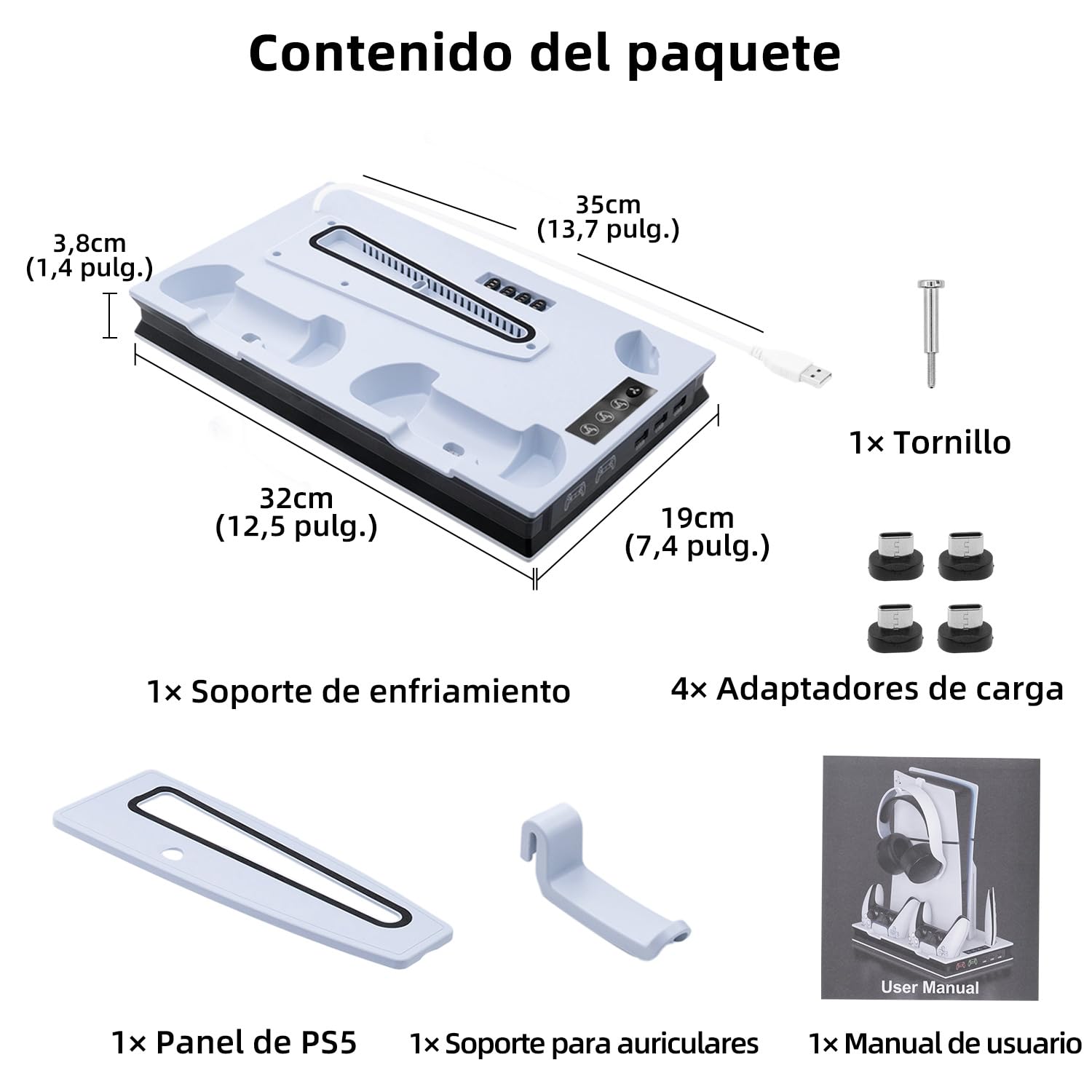 Mcbazel Vertical Soporte de Enfriamiento para PS5/Slim/Pro, Estación de Carga con Ventilador, Controlador Carga Rápida Indicadores/Puerto USB para PlayStation 5