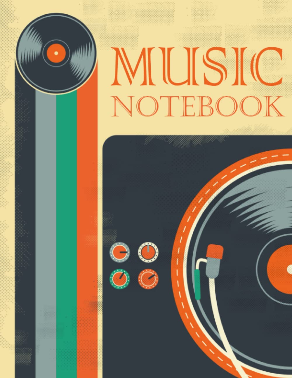 MUSIC NOTEBOOK: Retro Classic Cover, Vintage Pattern: Notebook 8.5 x 11 with 110 Pages