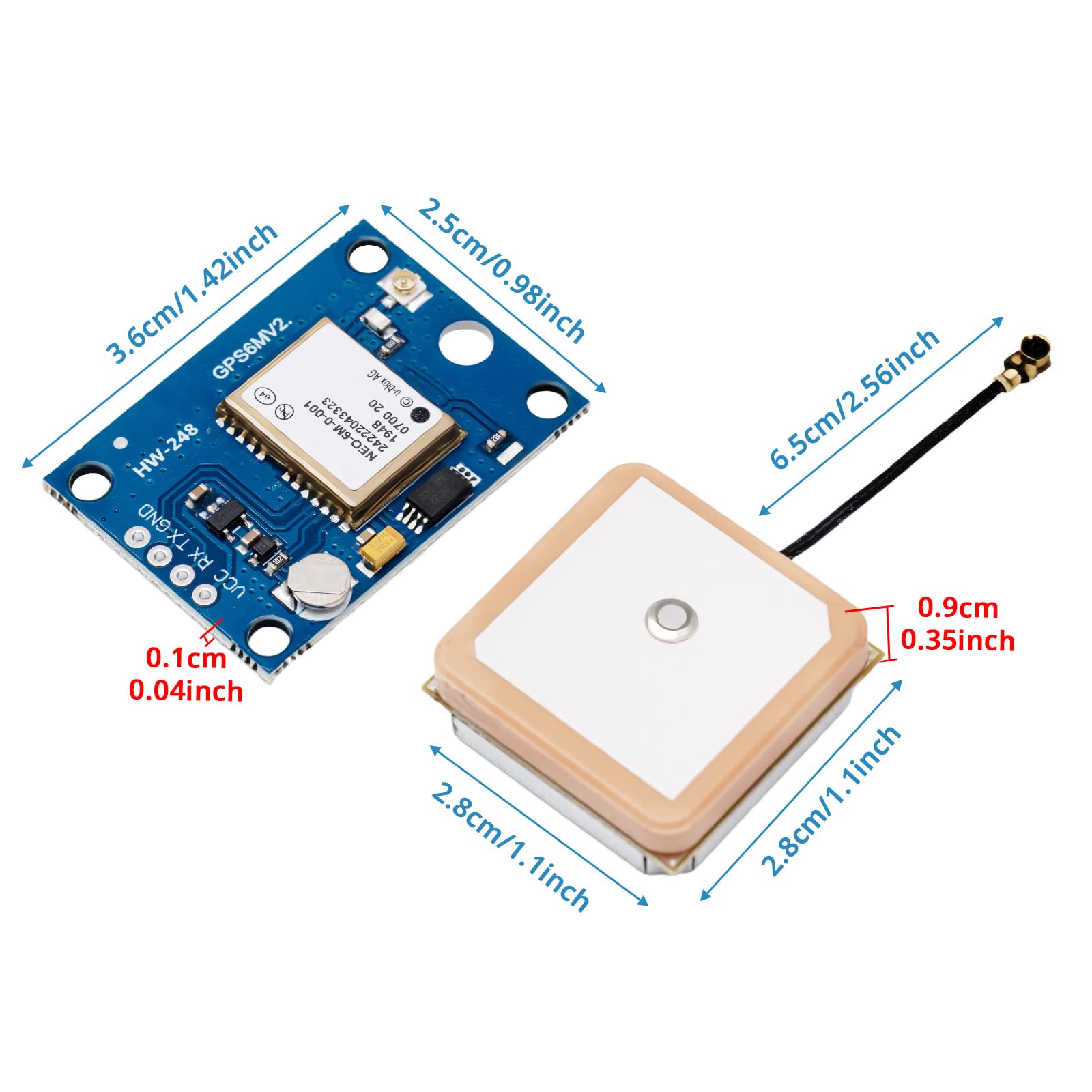 GY-NEO6MV2 NEO-6M Modulo controller di volo GPS 3V-5V con antenna super ceramica per Arduino EEPROM APM 2.5 (confezione da 2)