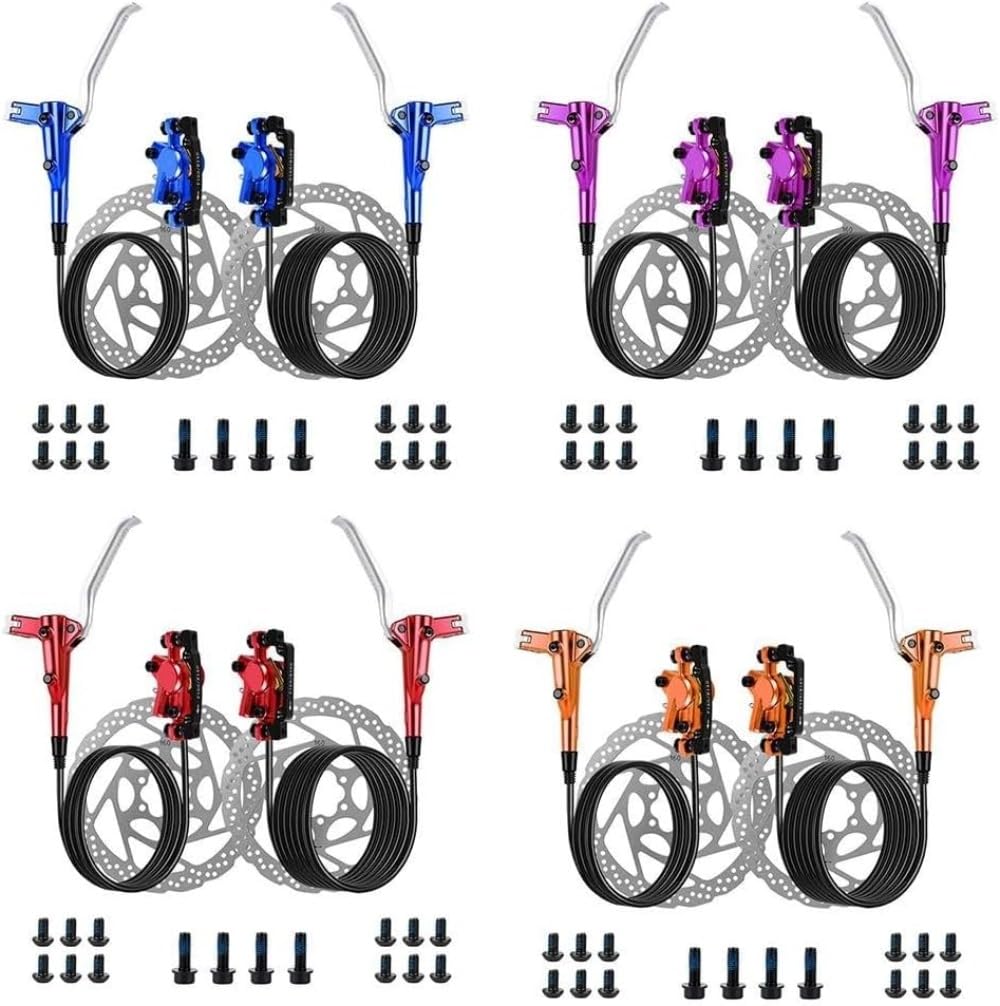 Juego de frenos de disco hidráulicos, aleación de aluminio para bicicleta, juego de frenos hidráulicos, freno de disco hidráulico, 800 mm trasero, cable de freno de 1400 mm y rotores de freno de 160