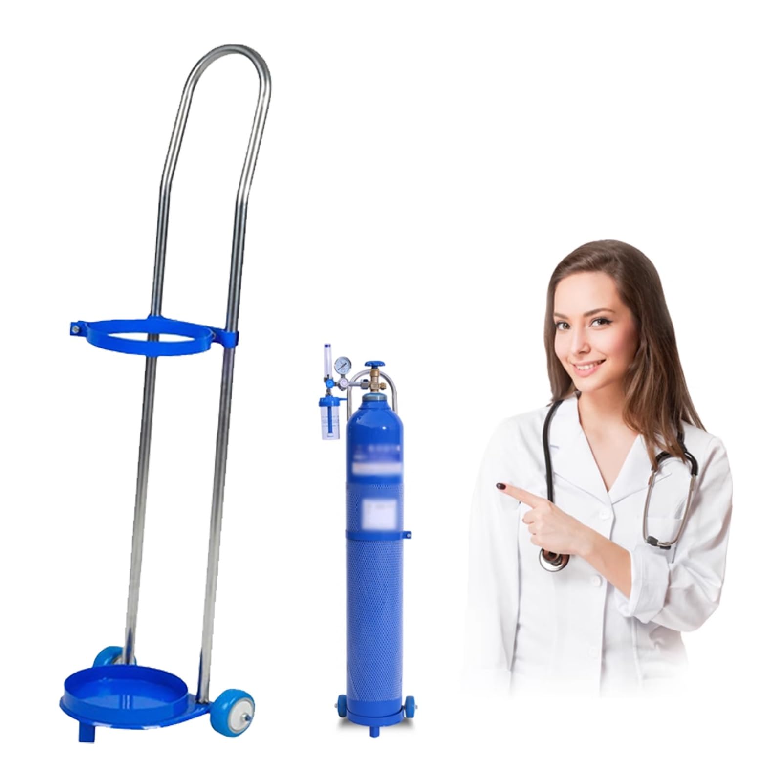 GTHTUHFD Trolley Portable Rolling 2 Two Wheel Oxygen Tank Cylinder Cart Carrier, Lightweight Single Cylinder Hand Truck For Gas Tanks 10L 15L 20L, Gas Bottle Trolley Transpor,10L 80cm(31 1/2