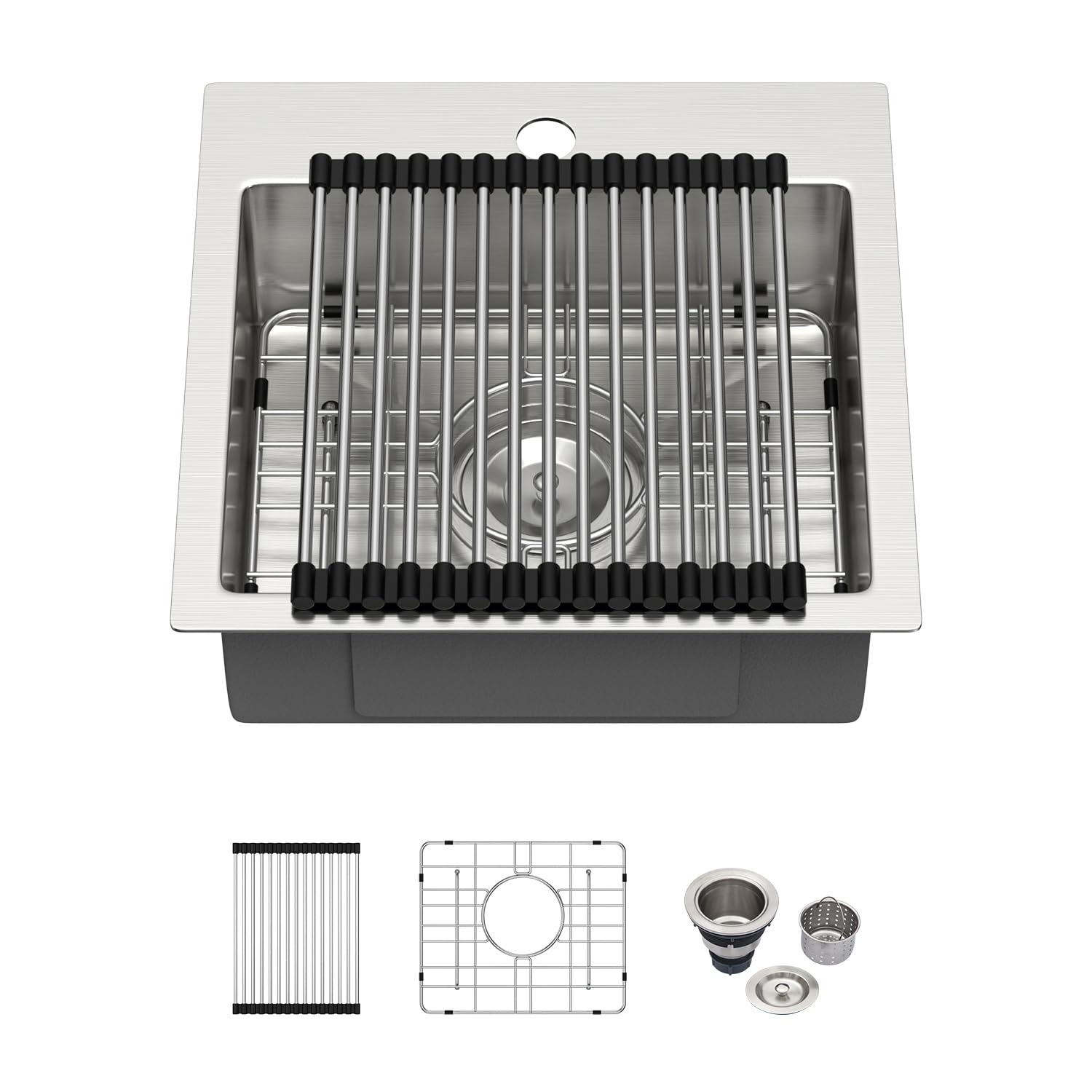 Kichae 15x15x5 Drop In Bar RV Sink 16 Gauge Stainless Steel ADA Compliant