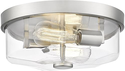 Miniatura 1 de Lámparas de techo industriales de montaje empotrado, 2 luces con vidrio sembrado, iluminación de techo para interiores y exteriores, para porche,