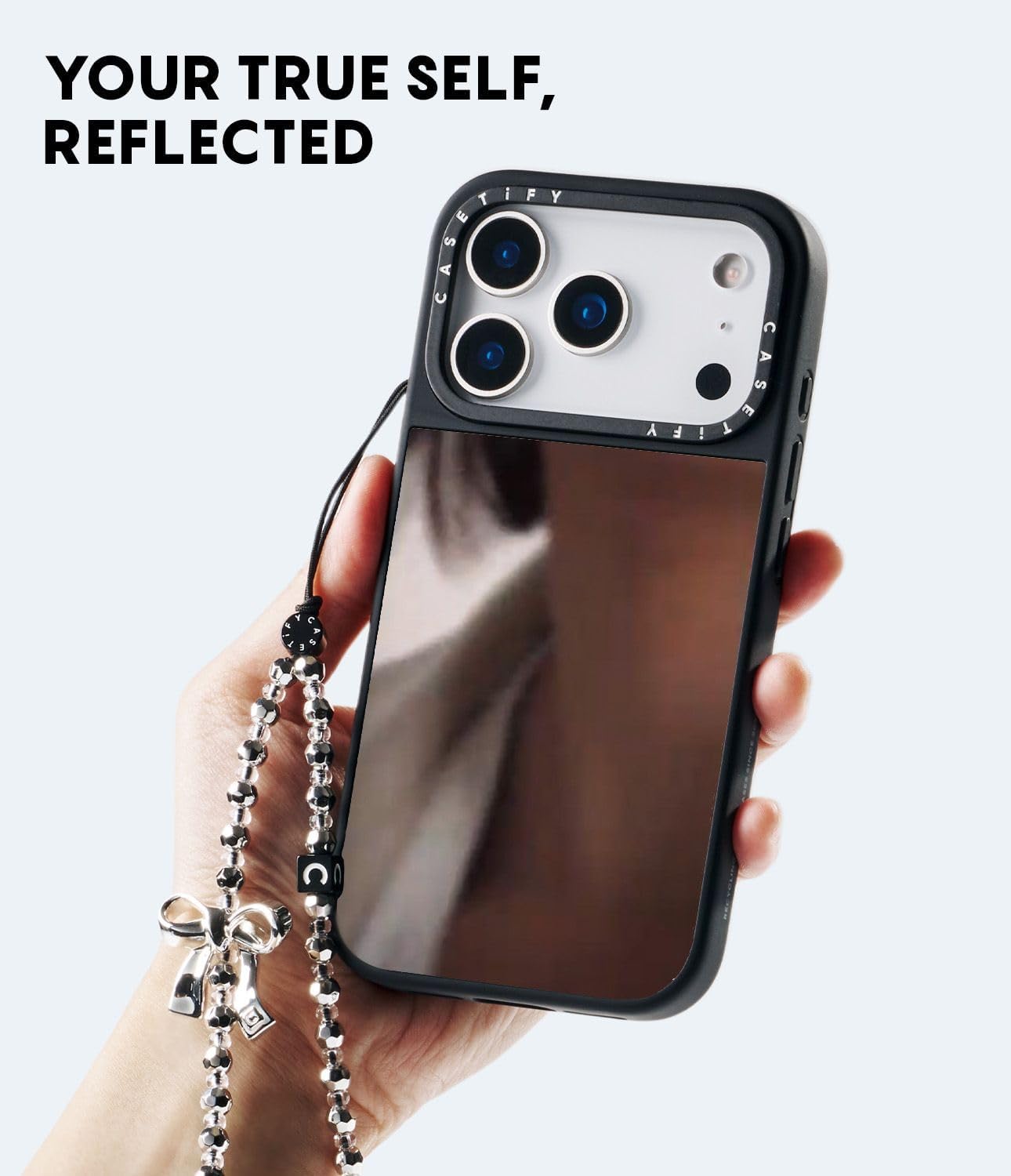 CASETiFY Mirror iPhone 17 Pro Max Case [Reflective/Compatible with Magsafe / 4.9 ft. 1X Military Grade Drop Protection] - You Give Me Butterflies - Silver On Black - Image 3