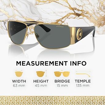 VERSACE VE2163 Rectangle Shape Metal POLARIZED Sunglasses 63mm
