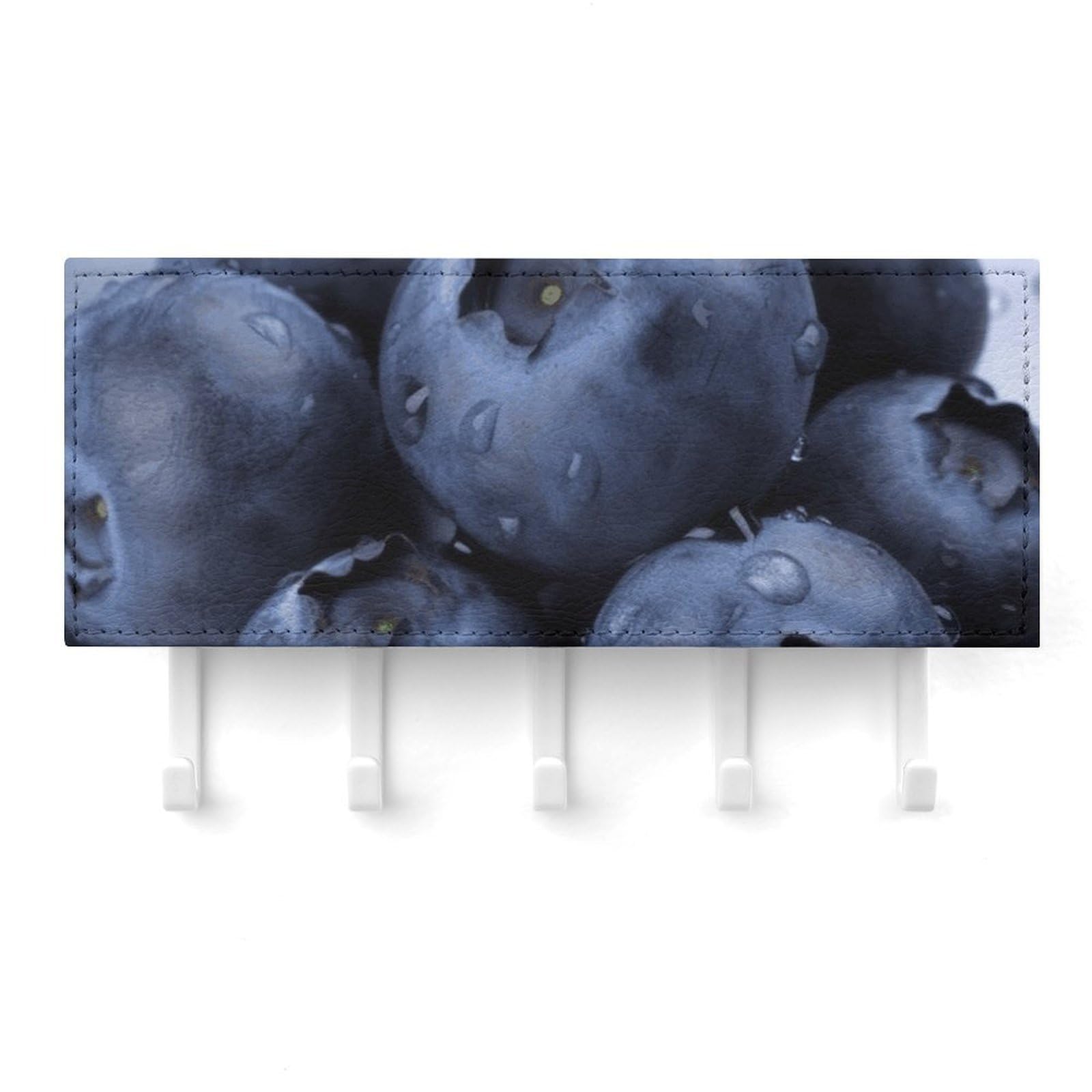 Fekiloot White Blueberry Key Holder For Wall Adhesive, No Drilling, Key Hooks With 5 Hooks Wall Mounted, Self Adhesive Keys Rack For Entryway, Hallway, Living Room, Kitchen, Office