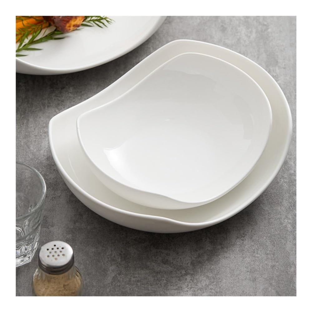 Talerze Obiadowe Ręcznie robiony ceramiczny talerz sałatkowy, nieregularny talerz deserowy do jadalni(11inch)