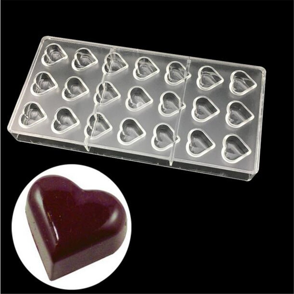Valentine's Day Gift Love Heart Shape Polycarbonate Chocolate Bar Mold Bakeware Pan, Jelly Mould Candy Soap Ice Tray Pastry Plastic Baking Dish,Chocolate Decorating Tools,Chocolate Mould