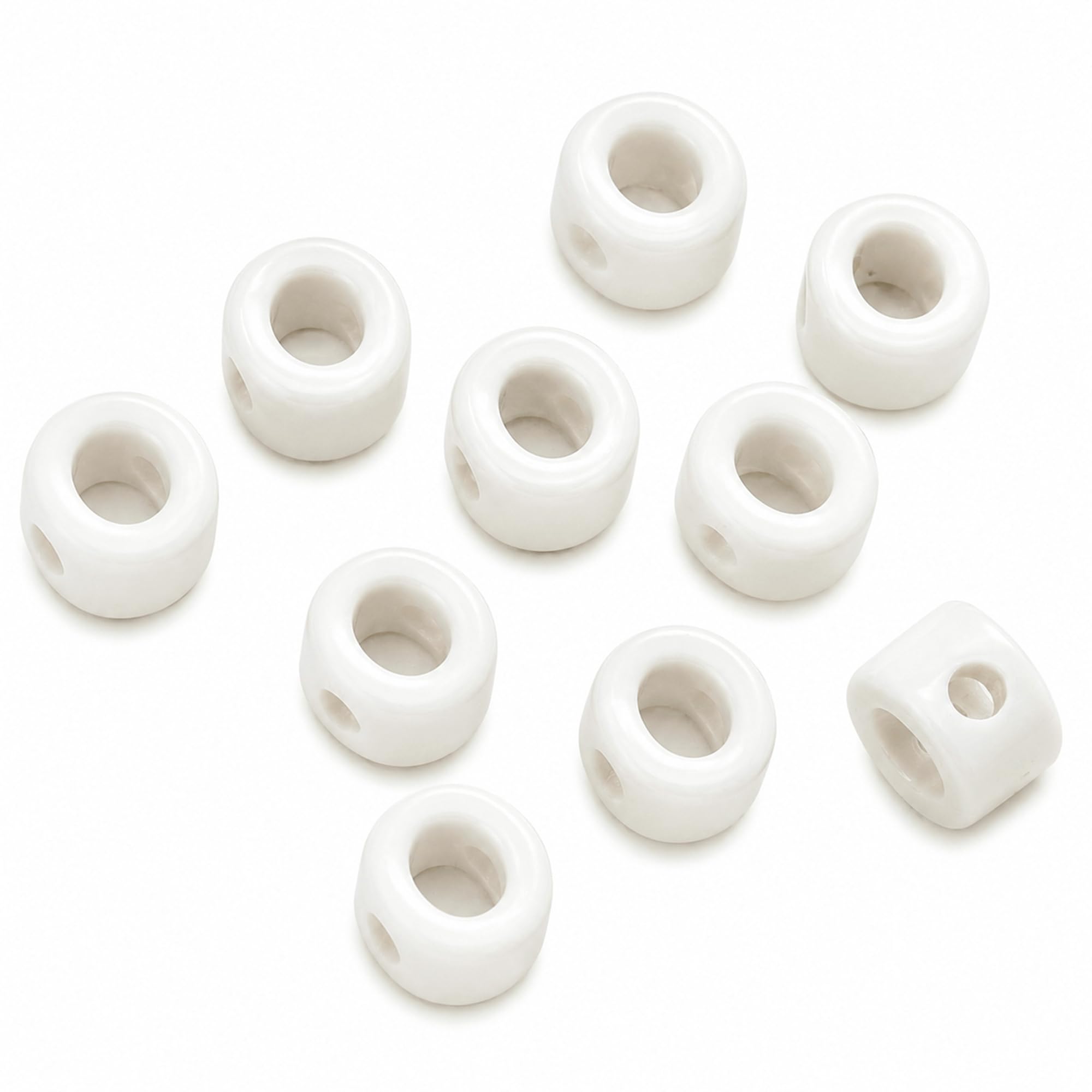 Letter Beads, 10pcs Alphabet Beads, Large Acrylic Letter Beads with 6mm Holes for Bracelet Making, Jewellery, Keyrings and Craft Projects (Cream White, Letter O)