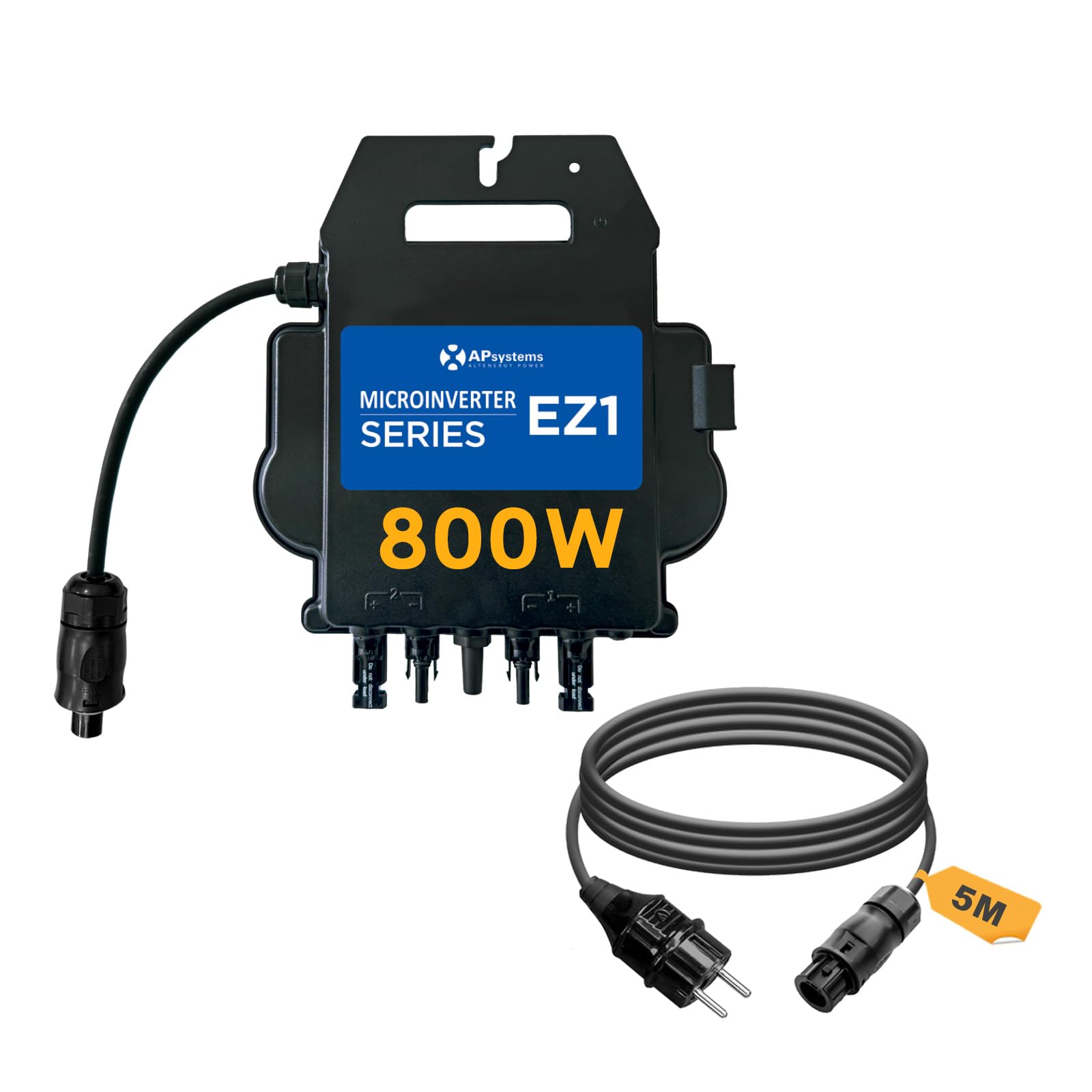 APsystems Mikrowechselrichter mit WLAN & Bluetooth, PV VDE Zertifiziert, Plug & Play Wechselrichter ideal für Balkonkraftwerk (EZ1-M 800W mit Anschlusskabel 0% MwSt)