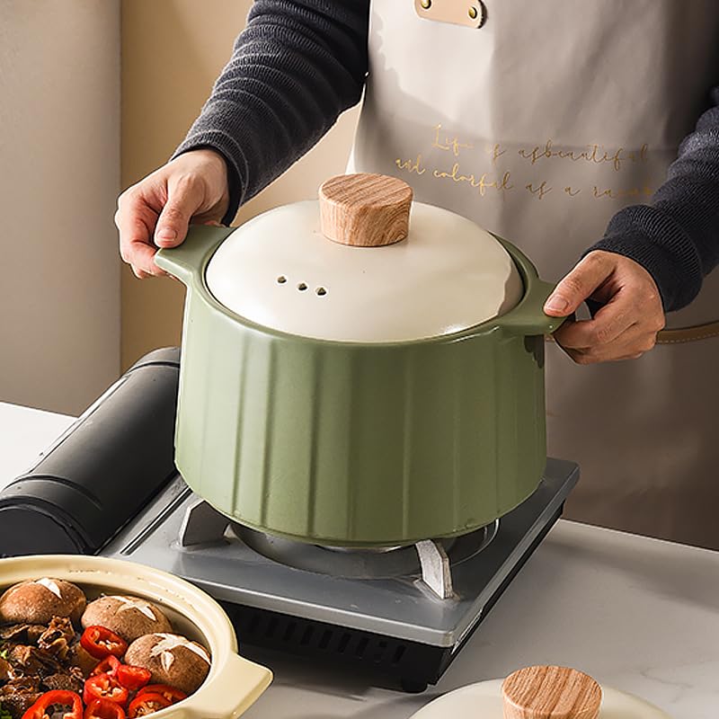 Casseruola in ceramica, pentola di terracotta, pentole con coperchio, pentola per stufato, zuppa, vapore, forno sicuro resistente al calore 2,3 litri (2,5 L