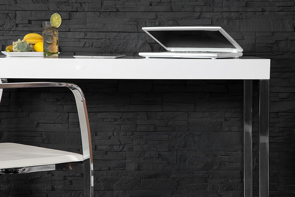 riess-Ambiente Design Konsole White Desk 120cm weiß Hochglanz Bürotisch Computertisch Flurtisch Tischplatte inkl. Gestell Konsolentisch Ablagetisch Ablage