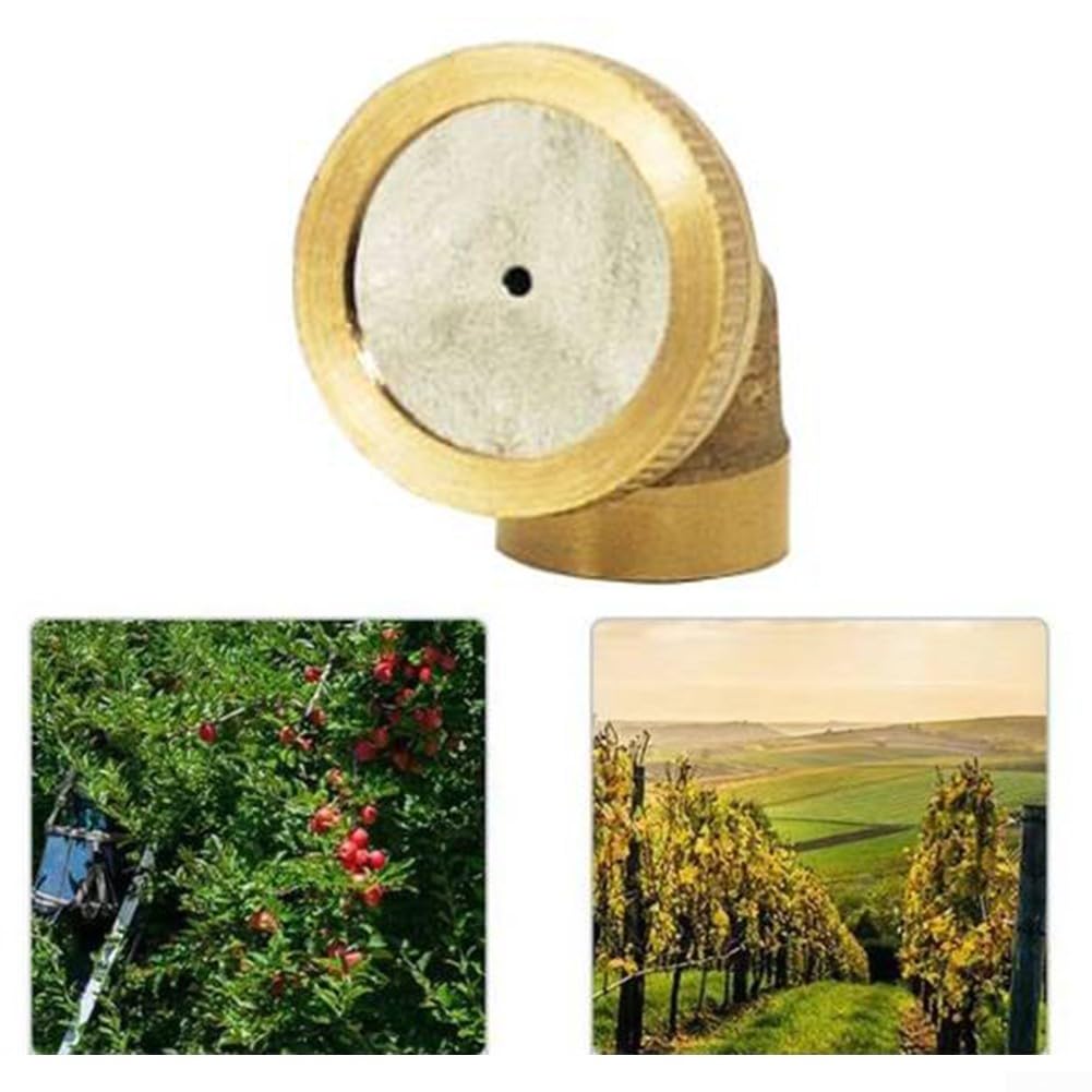 Boquilla de latón para pulverización de Niebla Fina, Punta de riego para Sistemas de refrigeración, humidificación y riego de Plantas de Invernadero, Color Amarillo.