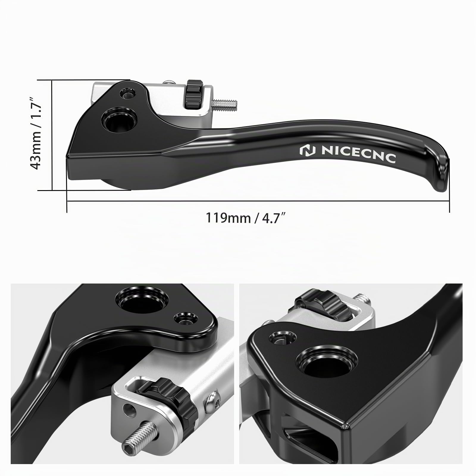 NICECNC Shorty Kupplungshebel Kompatibel mit 200/250/300 RR 2013-2025, 350-500 RR/RR-S 4-Takt 2012-2025, 250 X-Trainer 2019-2025, 300 X-Trainer 2015-2025, Schwarz