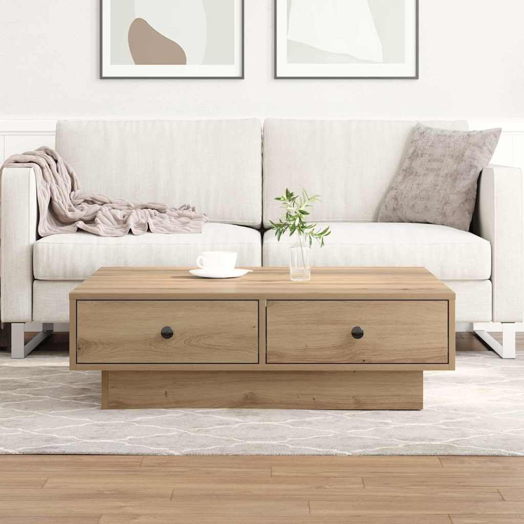 SXZenSpace Coffee Table 90 x cm Modern Square Engineered Wood with Artisan Oak Finish, Durable Centre for Living Room, Sofa Side Tea Easy Assembly