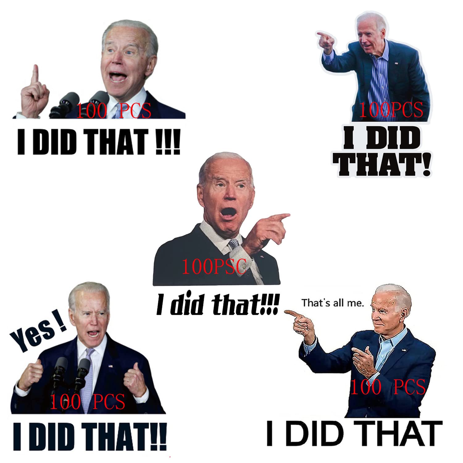 500Pcs Joe Bi-den I Did That Funny Stickers I Did That Bi-den Sticker Pointed Biden Stickers for Car Motorcycle Helmet Laptop Window