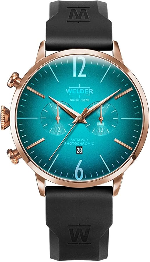 Welder Orologio Uomo WWRC512 – 45 Mm, Quadrante Turchese, Cinturino In Silicone Nero, Impermeabile 5 ATM - 6