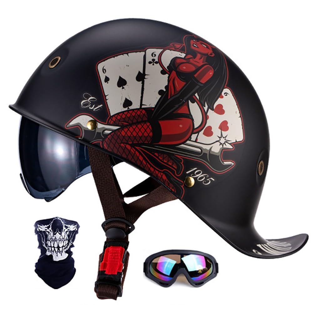Półskorupowy kask motocyklowy, półotwarty kask typu jet, dopuszczony do użytku przez ECE, motorowera, skutera, skutera, skutera, skutera, kask antykolizyjny, unisex, 57-62 cm