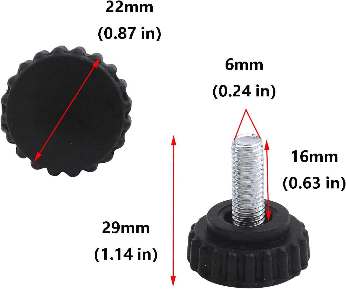 Antrader 16Pcs M6x16 Male Thread Knurled Thumb Screws for Equipment Bracket
